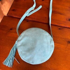 Hobo adjustable round blue leather crossbody